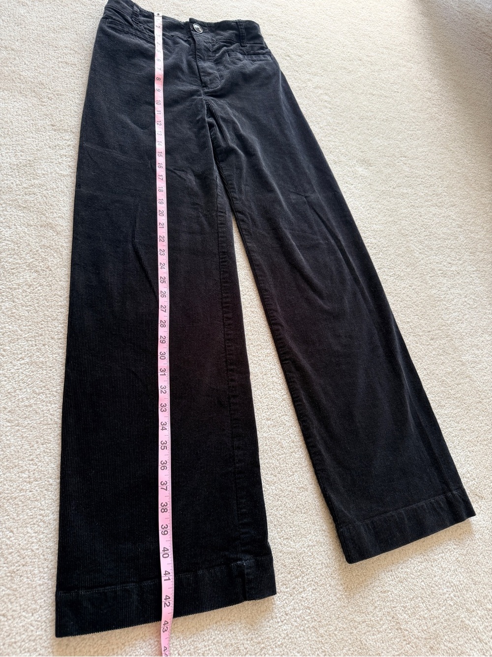 Maeve Anthropologie The Colette Black Corduroy Wide Leg Crop Pants Size 26 - Picture 5 of 8